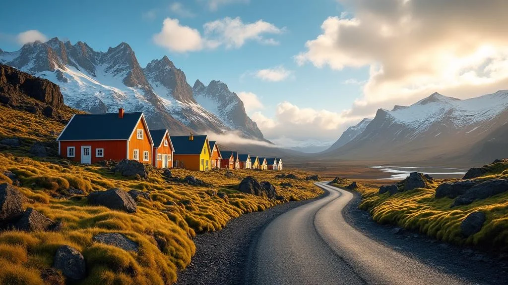 Pays le plus sûr du monde : paysage islandais paisible et sécurisé en lumière naturelle dorée