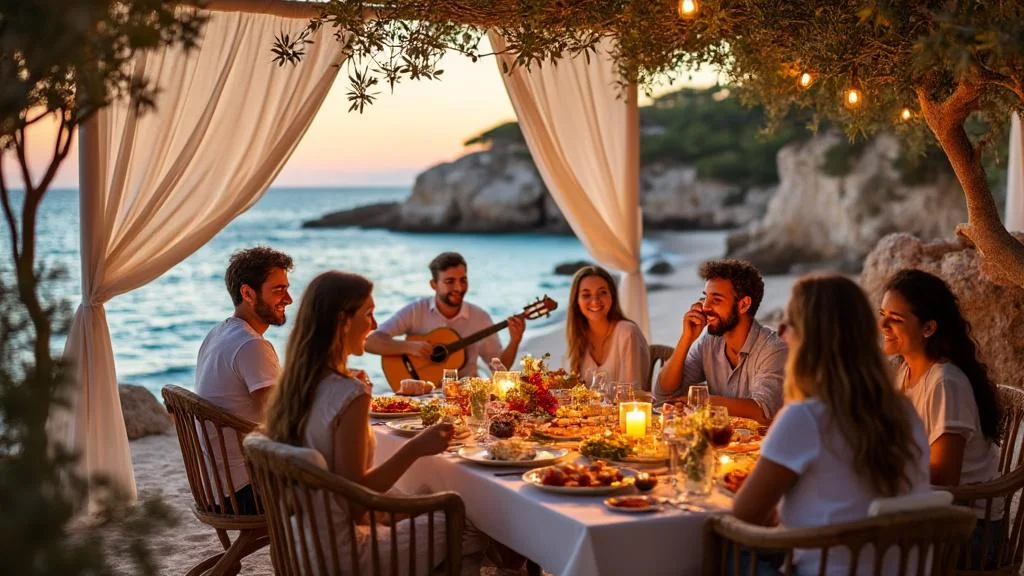 Terrasse Corse aux Plages d'Argent avec produits locaux, ambiance conviviale et vue sur mer turquoise